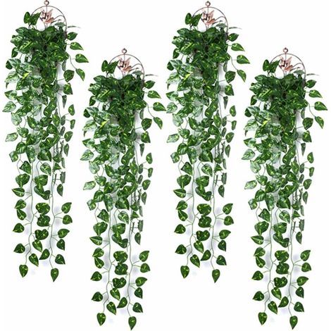 4pcs90cm Artificielle Lierre Grimpant Verte Fausse Plante Tombante Suspendue Décorations pour Mariage, Célébration, Fête, Cuisine, Jardin, Bureau Deco (1/4)