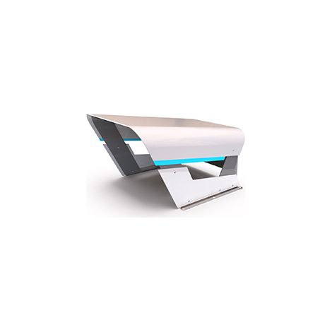 Abri Robot Neo Targa Custom Gardena Couleur Argent-noir-bleu. Toit Ouvrant. Bande De Couleur Personnalisée Pour Robots. En Alumi