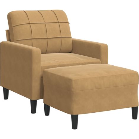 Sillón con taburete terciopelo marrón 60 cm vidaXL (1/5)