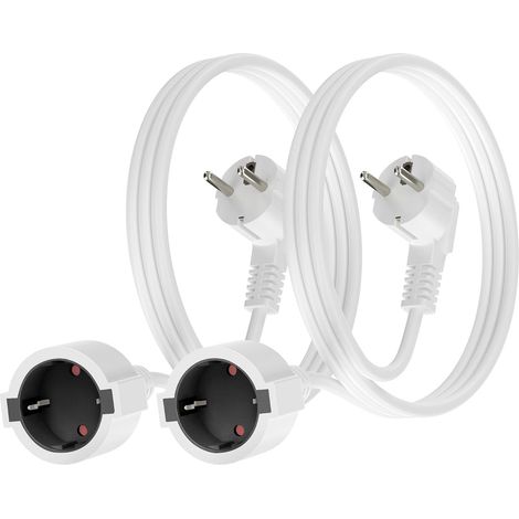 Rallonge Electrique, 2 Paquets de 1,1 Mètre de Rallonge Schuko, IP20 16A/250V, 4000W, 1,5 mm² avec Fiche Schuko (1/5)