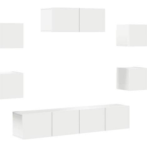 Maison Exclusive - Set di Mobili Porta TV 7 pz Bianco in Legno Multistrato (1/5)