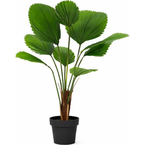 Palmier Licuala Grandis Artificiel Plante Verte Feuilles en Éventail Déco Intérieur 104 cm - PANGIVO (1/5)