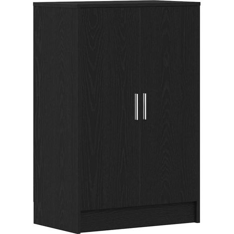 Maison Exclusive - Scarpiera Rovere Rovere Nero 60x35x92 cm in Legno Multistrato