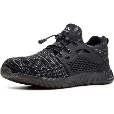Chaussure de Securité Homme Femme Bottes Travail Chantiers Industrie Sneakers Protection Embout en Acier Basket de Sports, EUR gris 43 (1/5)