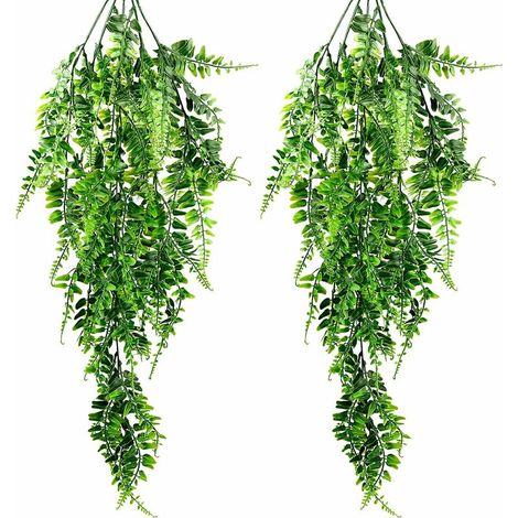 Lierre Artificielle Plantes Plante Tombante Fougère Artificielle Guirlande de Lierre Feuille Artificiel de Lierre pour Décoration Balcon Mur de Mariage Maison Jardin 2 Pcs (1/5)