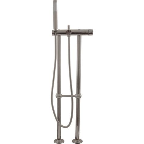 Mitigeur baignoire sur pied SEINA en laiton gris métal poli H. 106 cm (1/4)