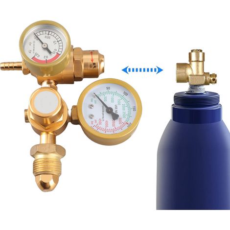 Régulateur d'argon/dioxyde de carbone OBC-038TG, régulateur de soudage TIG/MIG, débitmètre, 4500 psi, détendeur de bouteille à économie d'énergie, CGA580, filetage d'entrée 1/4", sortie 6,605 GPM (1/5)