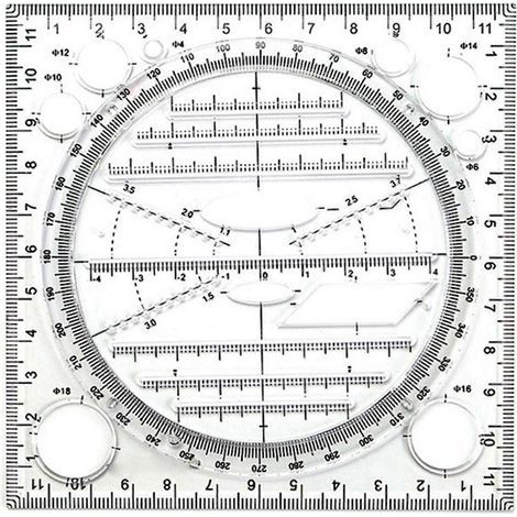 Gabarit de dessin de cercle multifonctionnel, outil de dessin géométrique, règle de mesure, angle rotatif (1/5)