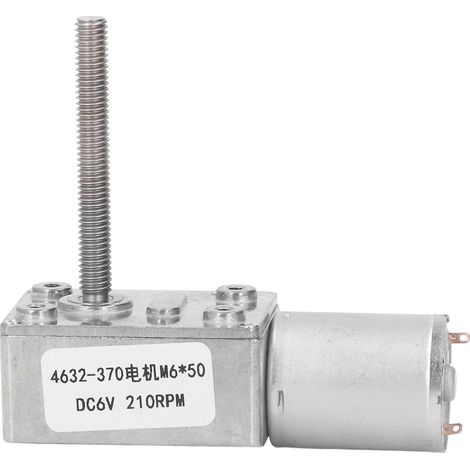 Moteur à engrenages DC 6V 210 tr/min, couple élevé, sens horaire/antihoraire, silencieux, à vis sans fin, arbre M6 x 50 mm (1/5)