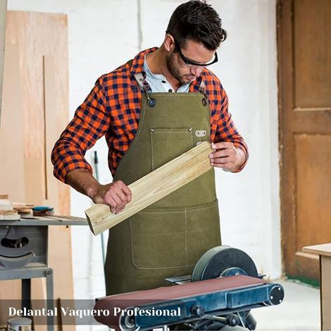 Grembiule in tela per uomo e donna - Grembiule da cucina in denim con tasche - Grembiule da barbecue per uomo e donna - Grembiuli lunghi per cucinare, cuocere al forno e lavorare - Regalo per chef, no (1/4)