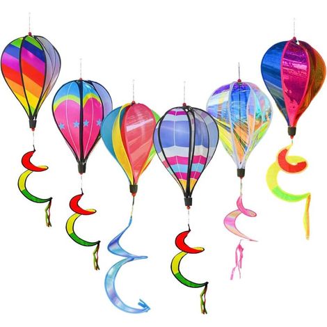 Lote de 6 carillons éoliens à air chaud - 110 cm - Carillon éolien pour l'extérieur - Arc-en-ciel - Décoration de jardin à suspendre - Pour jardin d'enfants, parc