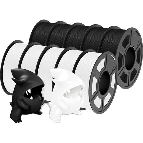Filamento PLA per stampa 3D, diametro 1,75 mm, confezione da 10 pezzi, compatibile con stampanti FDM, PLAMT 5WT 5BK (1/2)