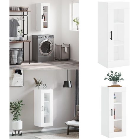 Armoire murale blanc 34,5x34x90 cm - Meuble Mural - Armoire Murale - Rangement Mural - Armoire Blanche - Meuble De Rangement - Home & Living (1/5)
