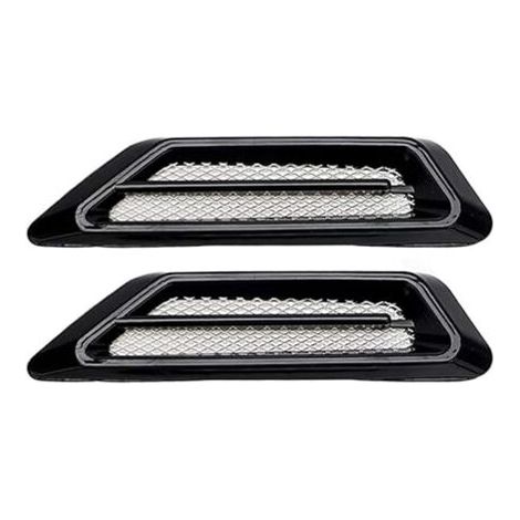 Prise D'air Décorative Couverture, 2 Pièces Grille de Ventilation Latérale Sortie Latérales Débit D'air Fender Couverture D'admission Grille Décoratif Garniture,Noir (1/5)