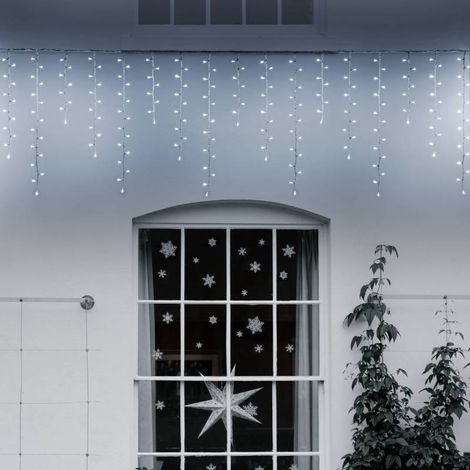 Guirlande stalactites chute de neige 3,6m H80cm 288 LED blanc froid câble blanc Lotti