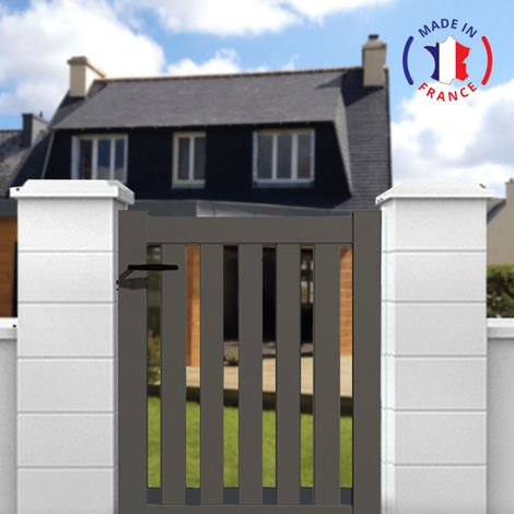 Portillon aluminium modèle ajouré en kit dimensions L.1000 (entre piliers) x H.1200 Couleurs Gris quartz (RAL 7039)