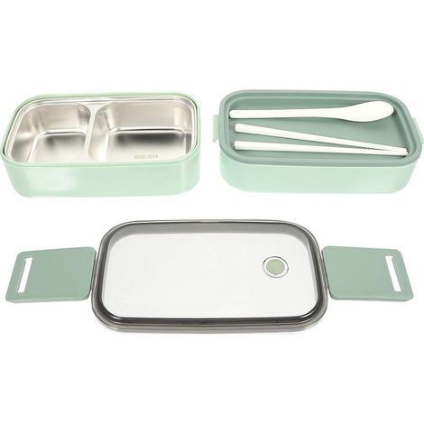 Boîte à bento portable double couche pour bureau, en acier (1/5)