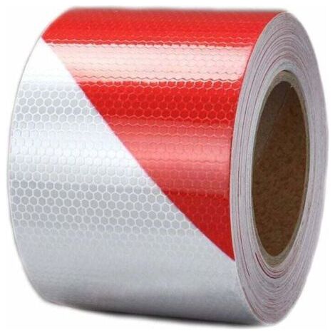 Red and white reflective warning tape 5cm x 25m – High brightness – Weather resistant – Traffic warning