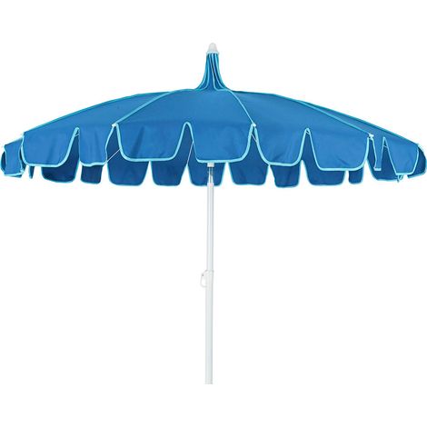 Parasol para jardín, azul con ribete verde agua, ø170 x 215 cm