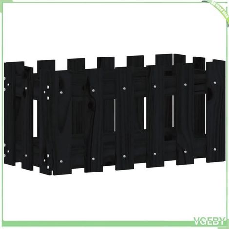 Jardinière - FAFEICY - 832469 - Bois de pin massif - Noir - 60 x 30 x 30 cm (1/5)