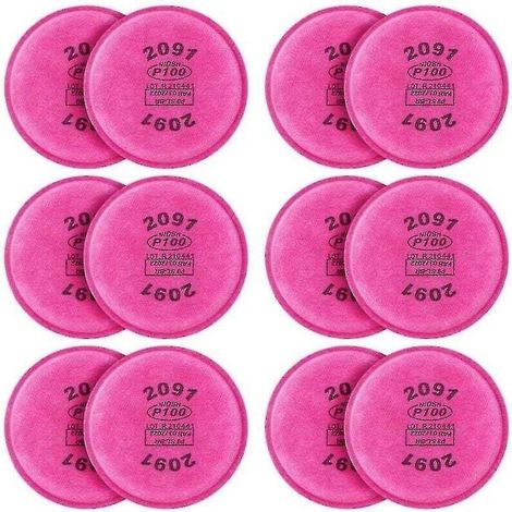 Lot de 12 filtres à particules de rechange 2091 P100 pour modèles 6000, 6200, 6800 et 7000 Ff-4