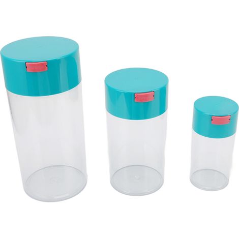 Ensemble de bocaux hermétiques transparents de 2100 ml, 1100 ml et 400 ml en plastique, pour la conservation sous vide des fruits secs, du café en grains et du thé. (1/5)