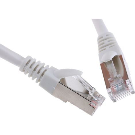 Câble Ethernet cat 5e Avec connecteur gaine PVC Blanc / , Aluminium, 1m ( Prix pour 1 )