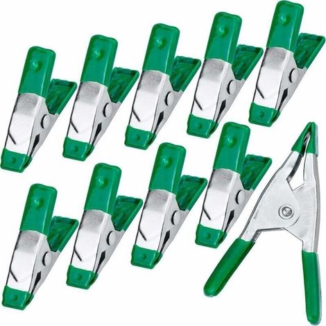 Lote de 10 pinzas de metal de 2 pulgadas con resorte y punta metálica, con recubrimiento de goma, para camping y lonas de camping. (1/5)