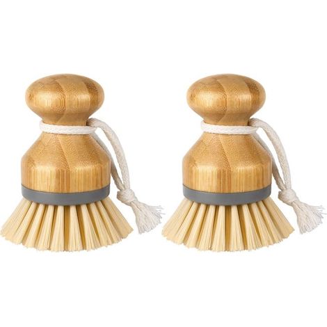 Cepillos de bambú para limpiar platos, ollas, sartenes y sartenes paquete de 2 unidades. (1/4)