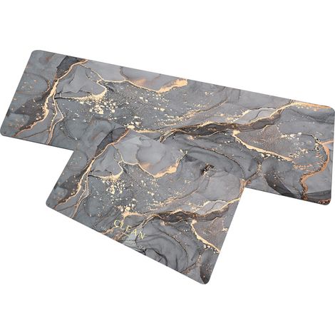 Tapis de cuisine en terre de diatomées douce - 45 x 70 cm + 45 x 120 cm [Lot de deux] - Marbrure - Propre (1/5)