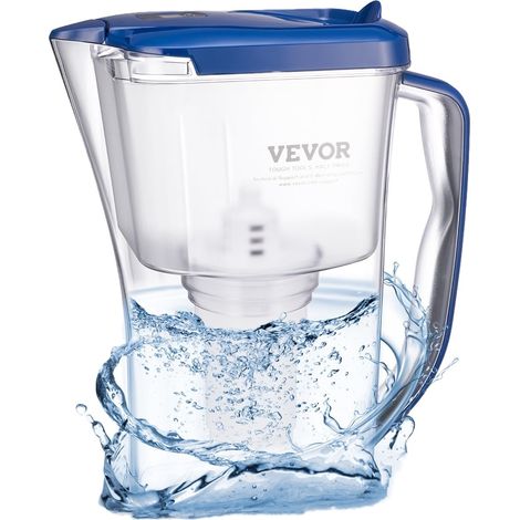 Carafe Filtrant 9 Tasses, Pichet Filtrant Capacité de Filtre 150 L à 5 Étages, Distributeur d'Eau Sûr sans BPA, Réduisant le Calcaire, le Plomb, le Chlore et les Odeurs, pour Maison Bureau (1/5)