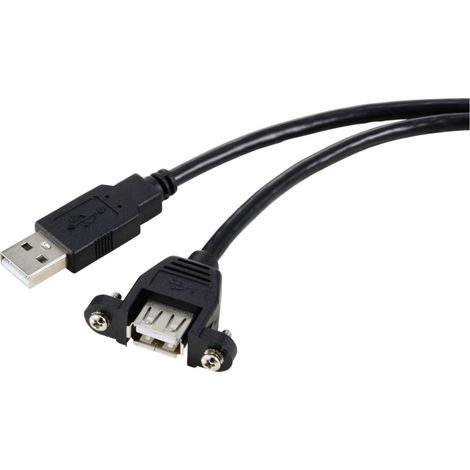 Trywise Câble USB USB 2.0 USB-A mâle, USB-A femelle 1.00 m noir pour encastrement, vissable RF-5720386 C879022 (1/2)