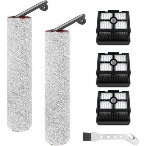 Rouleau de brosse de rechange et filtre HEPA pour Dreame H12 Pro, H12 Dual aspirateur sec et humide sans fil, 2 rouleaux de brosse + 3 filtres HEPA + 1 brosse de nettoyage