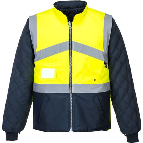 Chaleco bicolor de A.V reversible con mangas desmontables y porta identificación S769 M Amarillo/Marino
