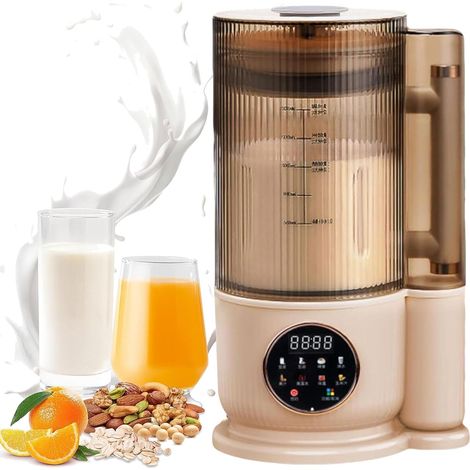 Machine à lait de soja automatique 8 en 1, 1,5 litre, avec autonettoyage, 12 lames, couvercle insonorisé, pour préparer du lait d'amande, du lait d'avoine, des laits végétaux et des jus. Minuteur 24 h (1/5)
