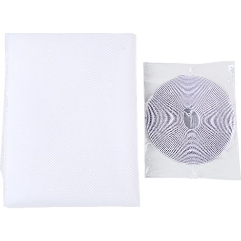 Moustiquaire autocollante à monter soi-même, avec crochet et ruban adhésif, compatible avec plusieurs fenêtres (lot de 2, blanc) (1/4)