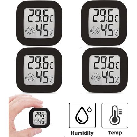 4 termómetros e higrómetros digitales para interiores, termómetros LCD, termómetros e higrómetros