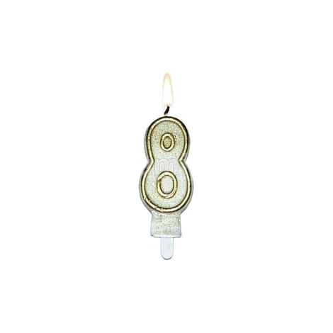 Candela numero "8"" Bordo dorato