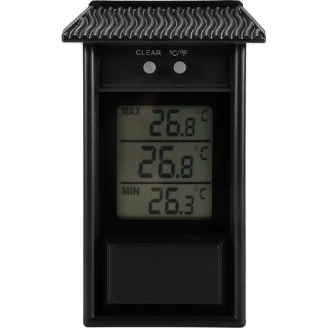 Thermomètre de Serre, Moniteur de Thermomètre Numérique à Effet de Serre Numérique Min Étanche Résolution de 0,1 ° C, Plage de Température de -20 à 50 ° C, Alimenté par Batterie Murale (Noir) (1/5)