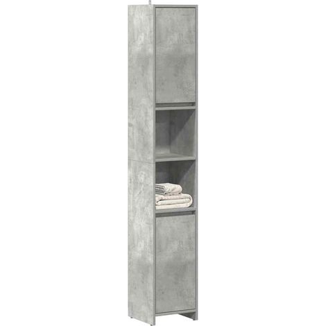 vidaXL Armoire de salle de bain Gris béton 30x30x183,5 cm Aggloméré
