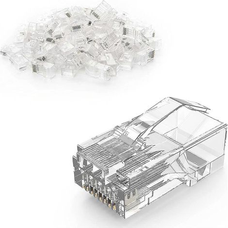 Connecteurs Cat6 RJ45, 100 pièces par paquet, connecteur Cat6 RJ45 avec connecteur 8P8C, compatible avec Cat5, Cat5e et Cat6. (1/4)