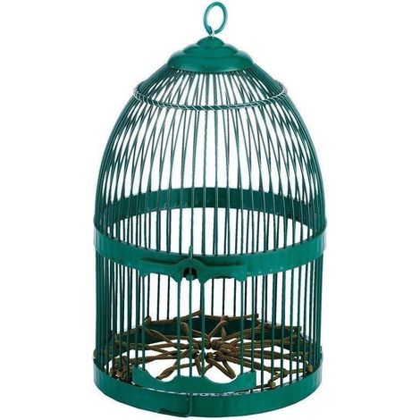 Gabbia per Uccelli Rotonda 23x35 cm, Gabbia per Uccelli con Perdrix, Verde (1/5)
