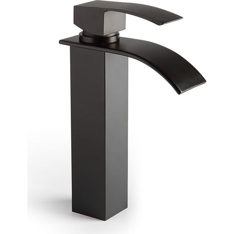 Rubinetto Alto A Cascata Per Lavabo Nero Opaco  Nardis