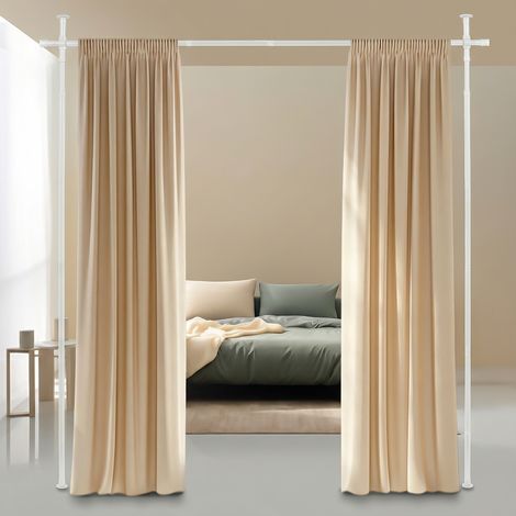 Todeco – Paravent intérieur réglable 122-305 cm – Tringle à rideaux sans perçage – Acier au carbone – Installation rapide sans dommage (1/5)