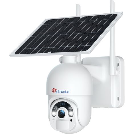 Ctronics Caméra Surveillance WiFi Extérieure avec Panneau Solaire Caméra S20 4MP sans Fil sur Batterie Rechargeable Détection Humaine PIR Blanc (1/5)