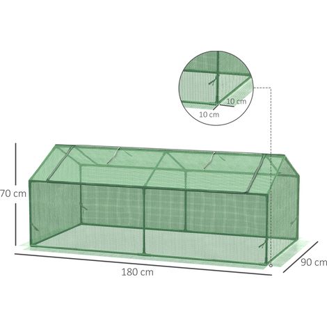 Serre Outsunny avec fenêtre en film PE, serre d'hiver en aluminium, serre chaude pour balcon, jardin, serre à tomates 180 x 90 x 70 cm, serre pour tomates, légumes, plantes, verdure (1/5)