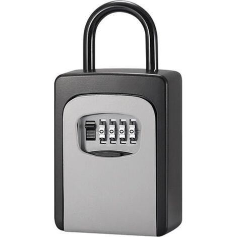 Cassetta di sicurezza per chiavi con coperchio antipolvere, non necessita di installazione di una combinazione a 4 cifre, colore grigio. (1/4)