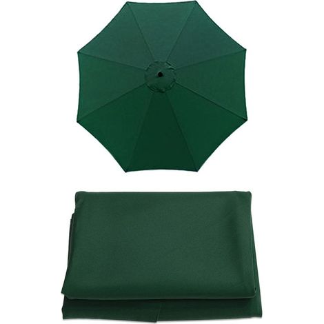 Toivize-Toile de Parasol 3m 8 baleines - Polyester Vert Foncé - Anti-UV30+ Imperméable Remplacement pour Jardin Terrasse (1/5)
