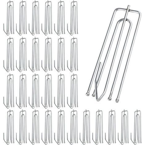 30 Pack Stainless Steel Curtain Hooks with 4 Prongs, Metal Hooks for Shower Curtain, Window, Door and Shower (1/5)