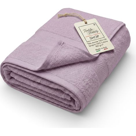 Telo Doccia Lilla 100x150 in Spugna 100% Cotone 450 g/m² Made in Italy